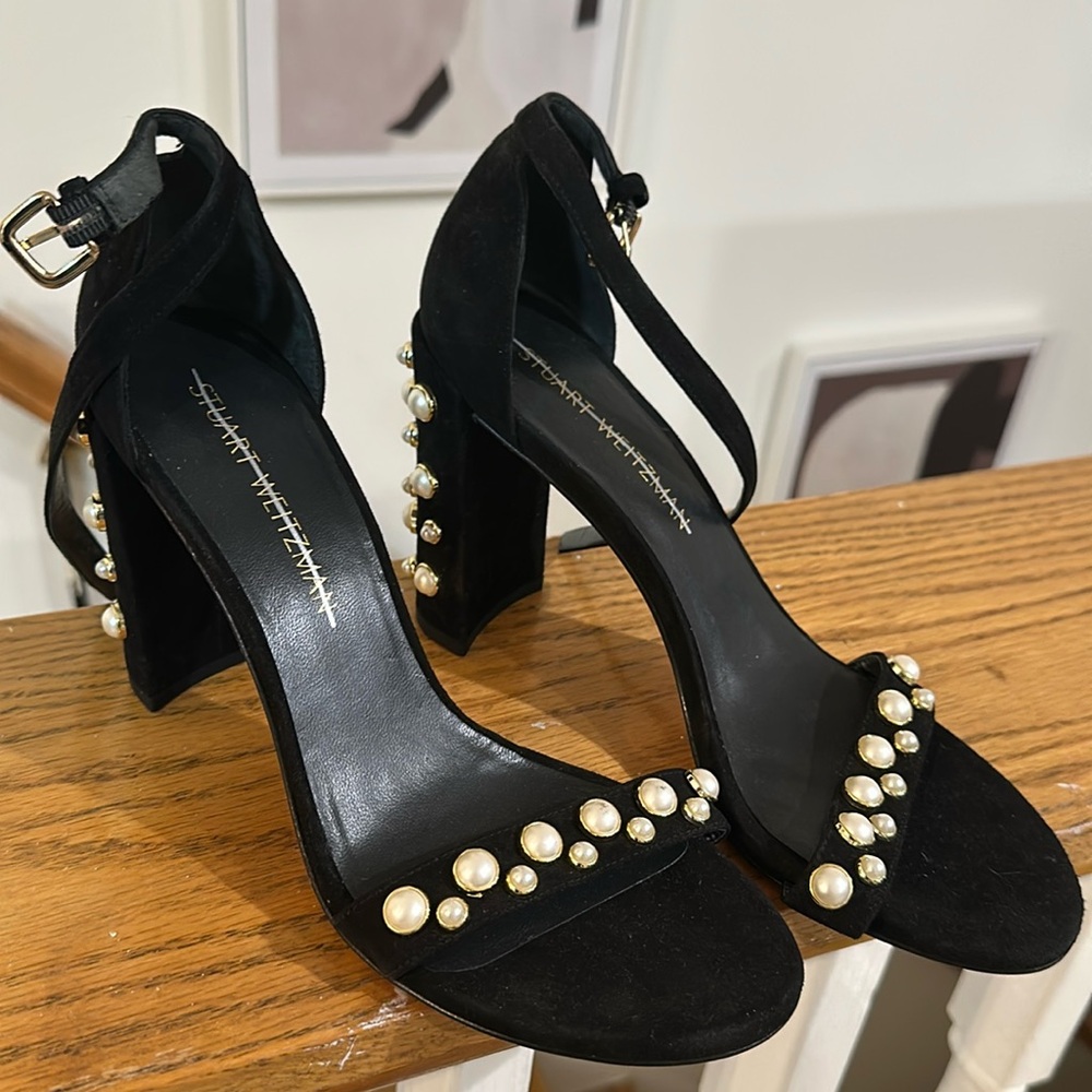stuard weitzman lady high heel sandal with pearl size 9